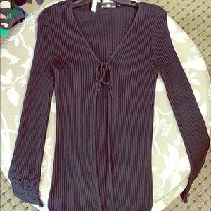 Black ribbed tie Cardigan